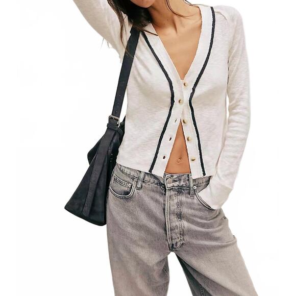 FREE PEOPLE Sweaters - NEW FREE PEOPLE women’s tipton cardigan in ivory combo